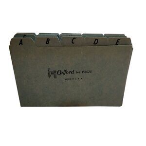 Vintage OxFord Metal Adjustable File Card Holder Alphabetical Dividers Heavy Dut